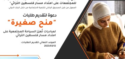 Increased Economic Opportunities and Improved Livelihood for Fragile Communities along the Palestinian Heritage Trail (PH Trail) in the West Bank” Project